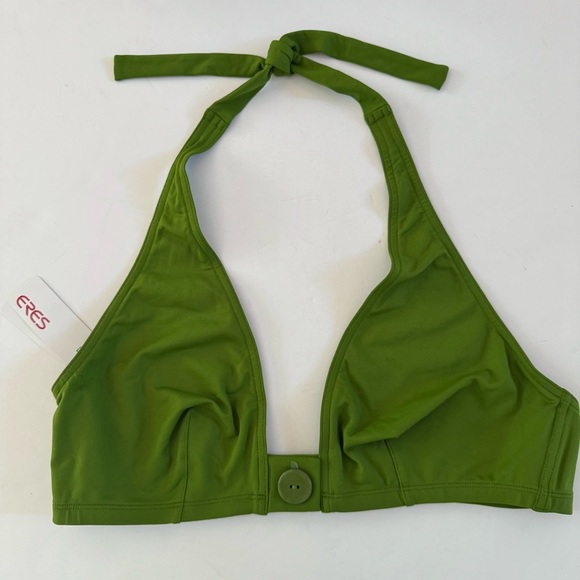 NWT ERES “Roller Pop” Button Detail Halter Bikini Top Full Cup Green - Picture 16 of 16